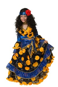 Костюм Циганка-гадалка синяя, купить платье для девочки для вступлений и праздников - магазин Серый Волк ру