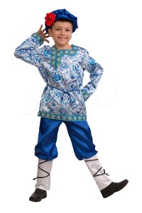 Мальчик Гжель Василёк костюм для мальчика, купить русский народный костюм карнавальный мальчику, магазин Серый Волк ру